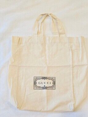 Gucci Small Cotton Cream Canvas Logo Tote Bag